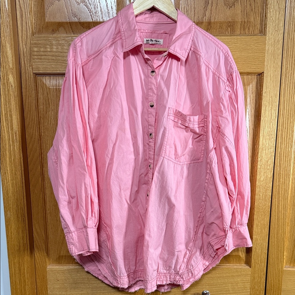 Free People Pink Button-Down Shirt
